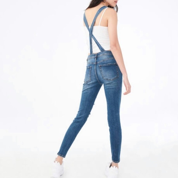 AEROPOSTAL Skinny Destroyed Denim Overalls Jeans 6 - Picture 2 of 13